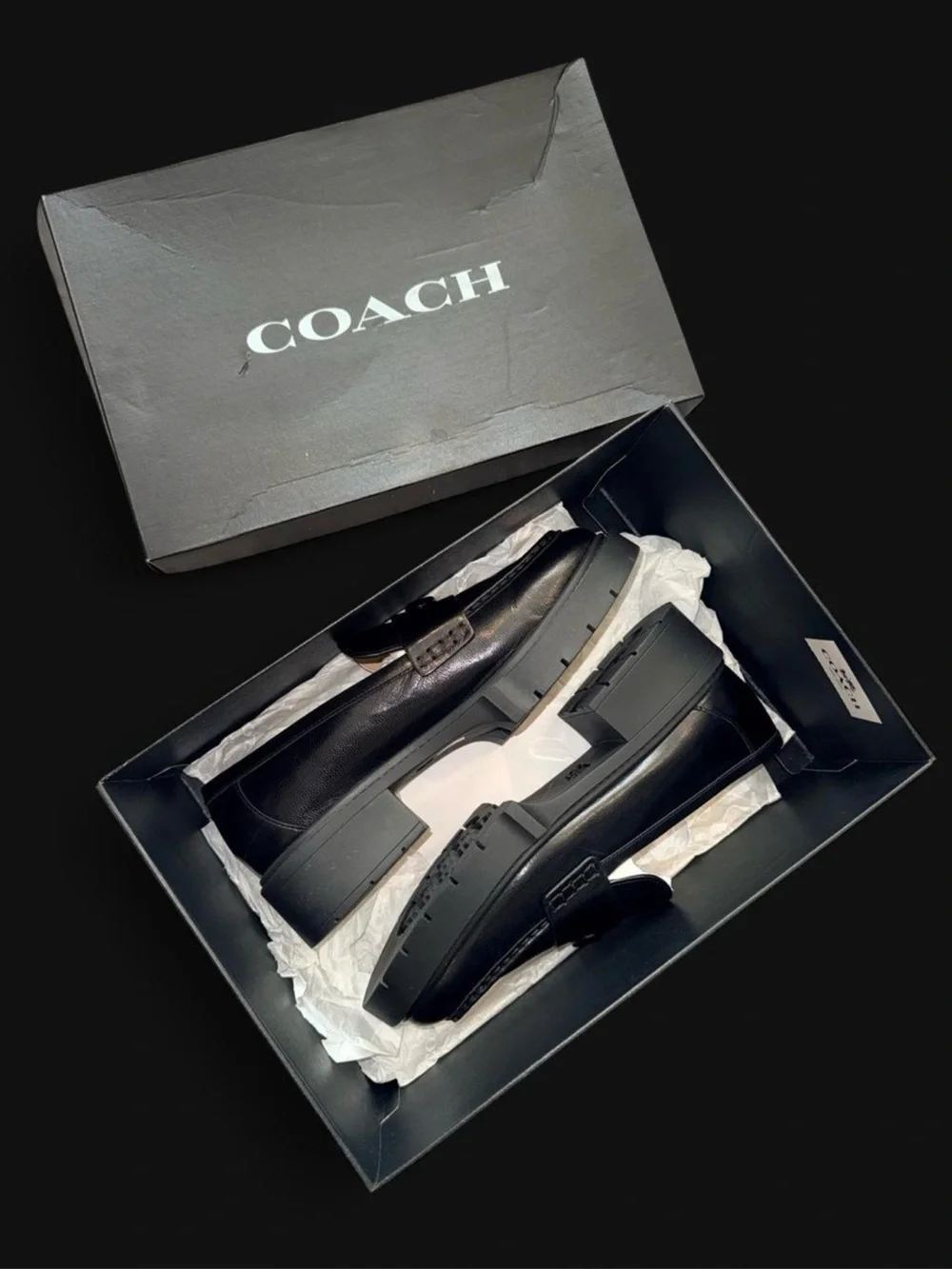NIB | Coach Leah Loafer in Black Smooth Leather Size 8.5
